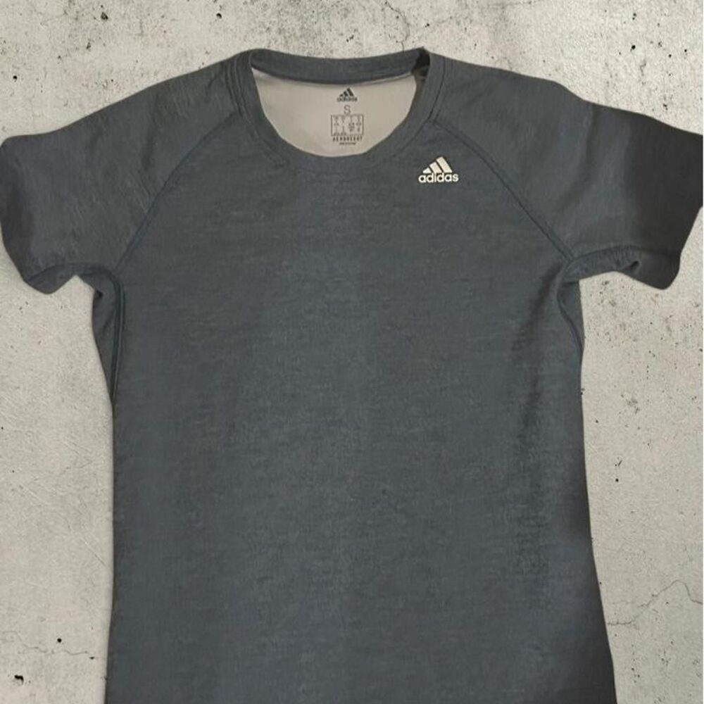 Adidas Women's Blue and Grey T-shirt